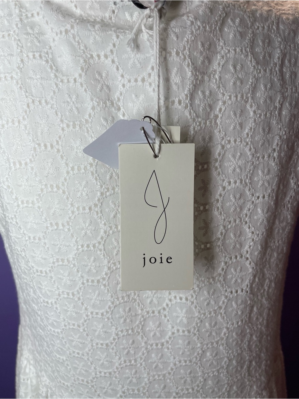 NWT Boho White Eyelet Babydoll Dress Flutter Sleeves Cottagecore Beach XSmall - Picture 12 of 14